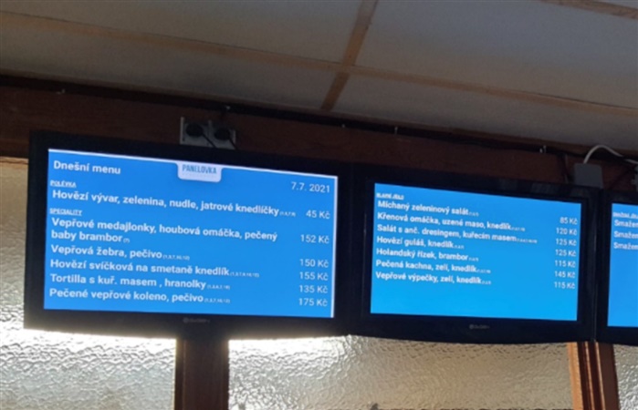 Zobrazenie menu na ponukovom displeji