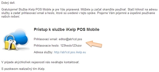 Pr&iacute;stup ku službe iKelp POS Mobile