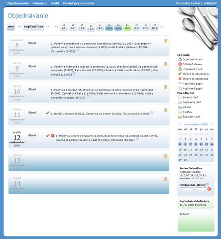 Objedn&aacute;vanie stravy na webovom port&aacute;li iKelp Jed&aacute;leň
