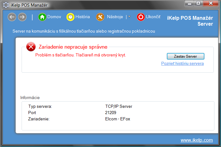 iKelp POS Manaž&eacute;r, probl&eacute;m