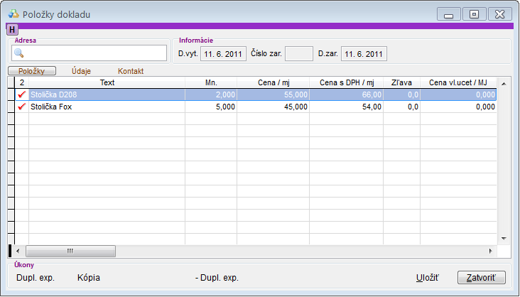 doklady - duplicitn&yacute; export