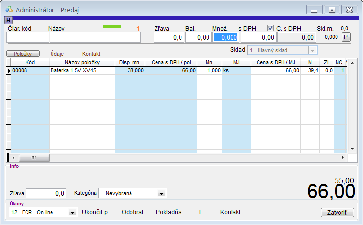 Predaj, pr&iacute;prava &uacute;čtenky, r&yacute;chly m&oacute;d