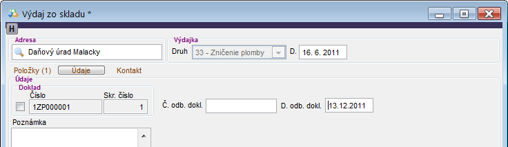 V&yacute;daj po&scaron;koden&yacute;ch plomb - nastavenie d&aacute;tumu po&scaron;kodenia