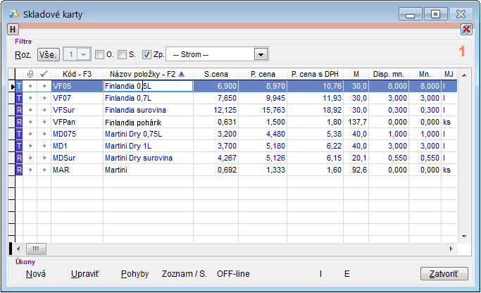 V&yacute;roba - skladov&eacute; karty po vysporiadan&iacute;