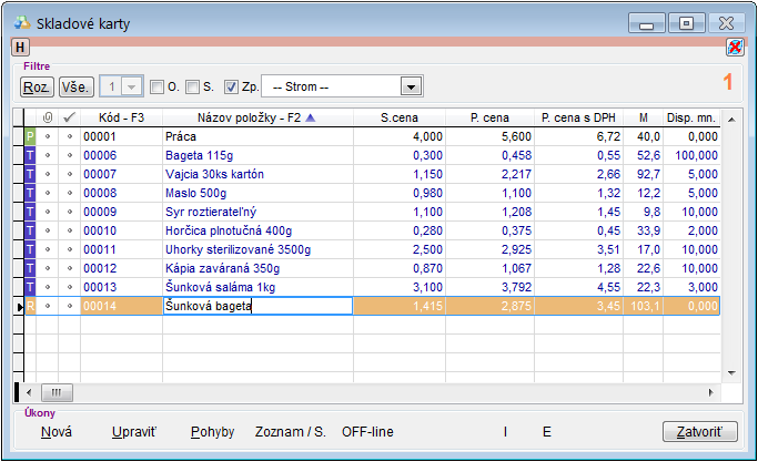 Skladov&eacute; karty - stav množstva pred pr&iacute;jmom recept&uacute;ry