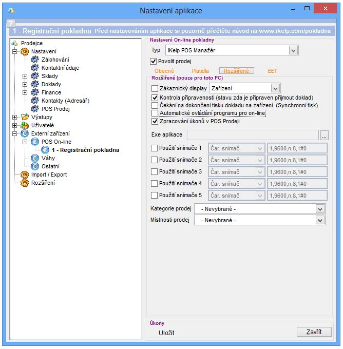 Nastaven&iacute; - POS on-line pokladna - roz&scaron;&iacute;řen&eacute; nastaven&iacute;