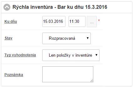 Nastavenia r&yacute;chlej invent&uacute;ry