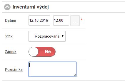 &Uacute;daje pro vyplnen&iacute; na skladov&eacute;m v&yacute;deji