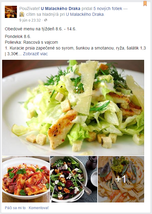 Pr&iacute;spevok Obedov&eacute; menu U Malack&eacute;ho Draka