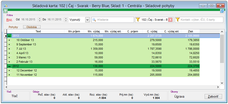 Zoznam skladov&yacute;ch kariet