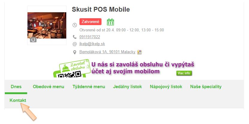 Nastavenie kontaktn&yacute;ch &uacute;dajov v iKelp POS Mobile