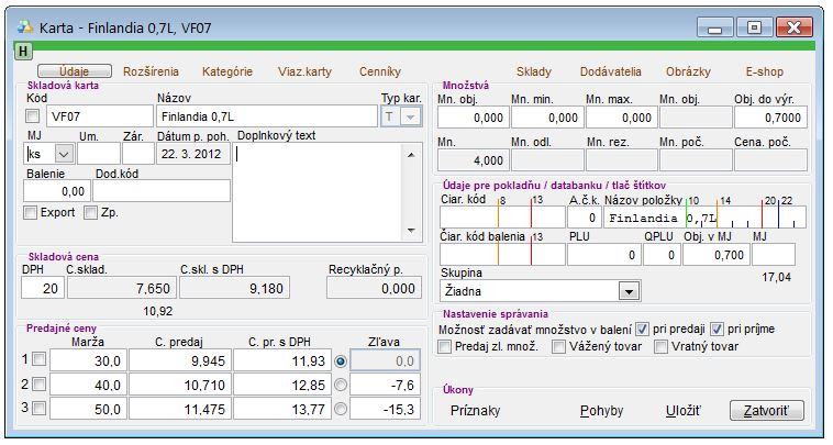 Skladov&aacute; karta - Finlandia 0,7 litra