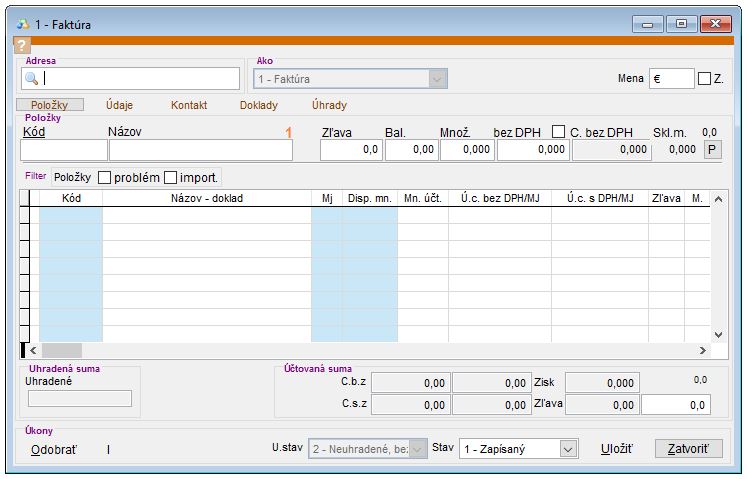 Formul&aacute;r pre vytvorenie novej odberateľskej fakt&uacute;ry