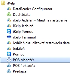 Spustenie aplik&aacute;cie iKelp POS Manaž&eacute;r z ponuky &Scaron;tart