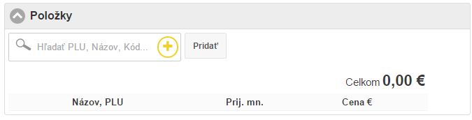 Formul&aacute;r pre prid&aacute;vanie položiek do invent&uacute;ry