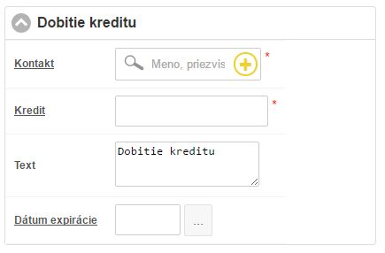 Formul&aacute;r ručnej &uacute;pravy kreditu je rovnak&yacute; pre dobitie, aj pre vr&aacute;tenie kreditu