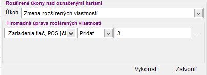 Roz&scaron;&iacute;ren&eacute; &uacute;kony nad označen&yacute;mi kartami - hromadn&eacute; pridanie bonovacej tlačiarne