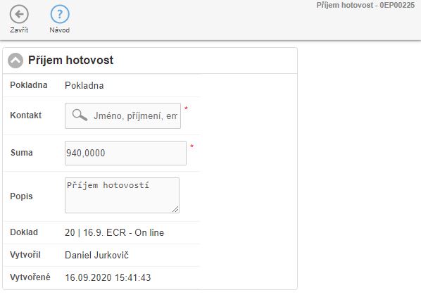 Detail &uacute;hrady na pokladn&iacute;m dokladu