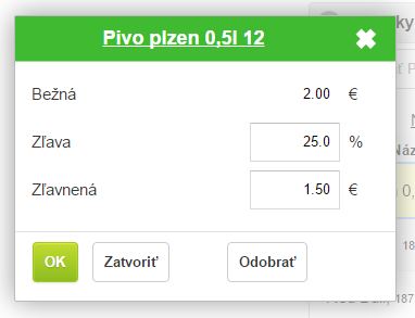 Formul&aacute;r pri definovanie zliav prid&aacute;vanej položke