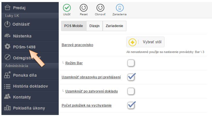 Nastavenie zariaden&iacute; v menu iKelp POS Mobile
