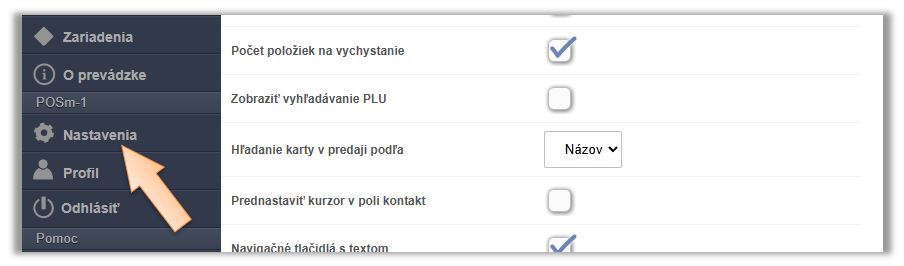 Nastavenie zariaden&iacute; v menu iKelp POS Mobile