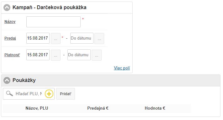 Kampaň pre darčekov&eacute; pouk&aacute;žky