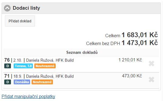 Seznam nav&aacute;zan&yacute;ch dodac&iacute;ch listů
