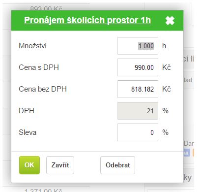 Přid&aacute;n&iacute; položky do dokladu