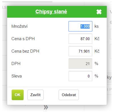 Přid&aacute;n&iacute; položky do dokladu