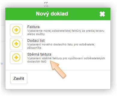 Vytvořen&iacute; nov&eacute;ho finančn&iacute;ho dokladu - Sběrn&aacute; faktura