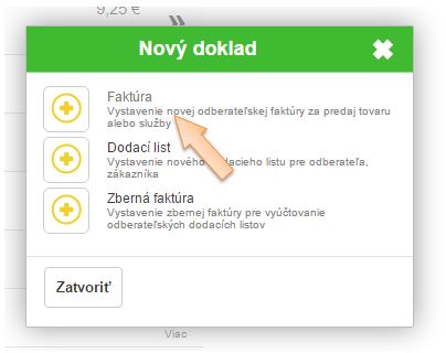 Vytvorenie nov&eacute;ho finančn&eacute;ho dokladu - Fakt&uacute;ra