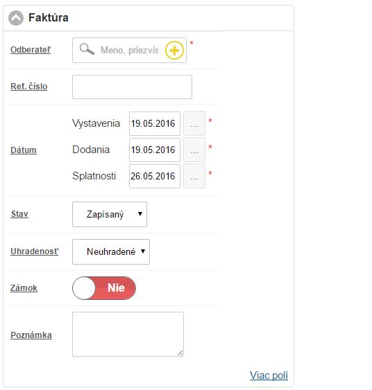 Nov&aacute; fakt&uacute;ra