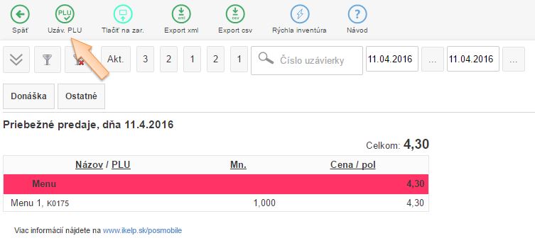 Vytvorenie novej PLU Uz&aacute;vierky v iKelp POS Mobile