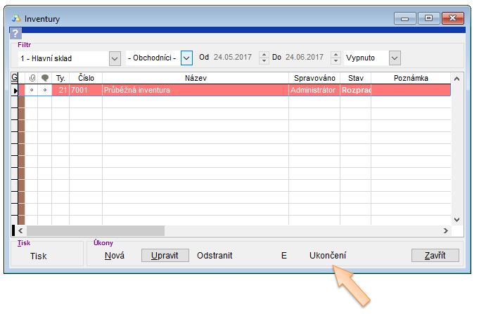 Ukončen&iacute; rozpracovan&eacute; inventury