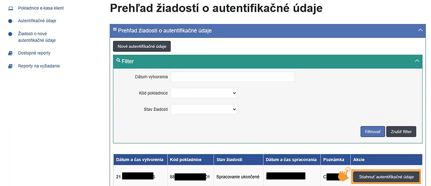 Stiahnuť &uacute;daje