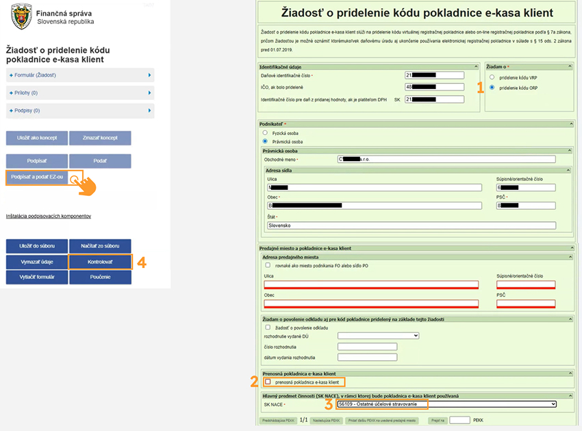 Ziadost o pridelenie kodu instrukcie