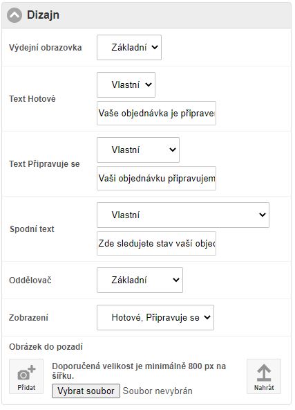 Nastaven&iacute; v&yacute;dejn&iacute;ho displeje