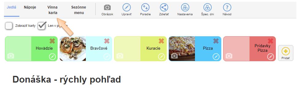 Don&aacute;&scaron;ka - hlavn&aacute; ponuka jed&aacute;l a n&aacute;pojov