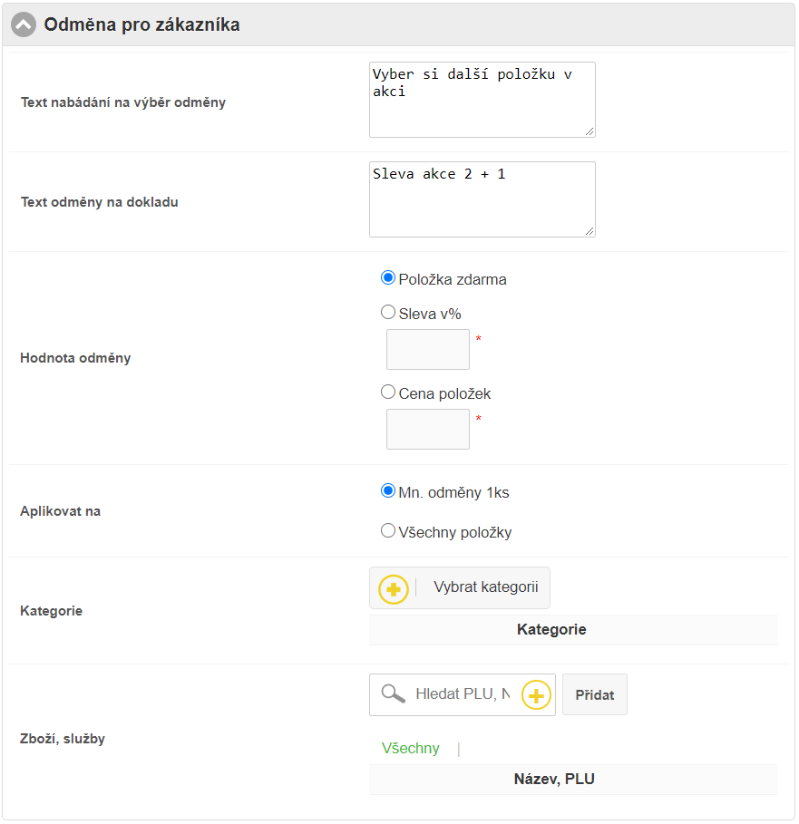 Odměna pro z&aacute;kazn&iacute;ka
