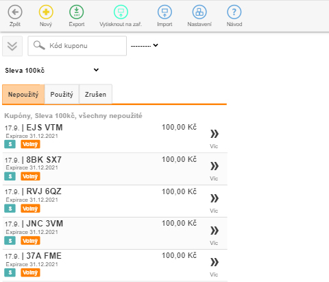 Automatick&aacute; evidence vydan&yacute;ch kup&oacute;nů
