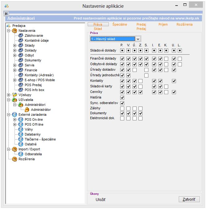 Nastavenie pr&aacute;v už&iacute;vateľa/ skupiny.