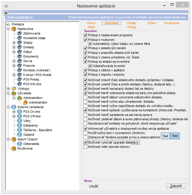 Nastavenie &Scaron;peci&aacute;lnych pr&aacute;v už&iacute;vateľa/ skupiny.