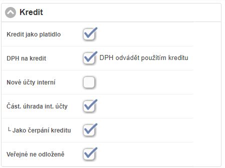 Nastaven&iacute; kreditn&iacute;ho &uacute;čtu