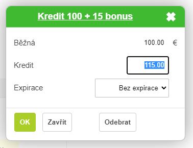 Nastavov&aacute;n&iacute; pravidel kreditu na kartě Kredit