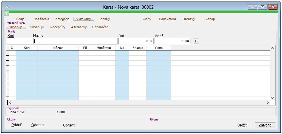 Popis z&aacute;ložky Viaz. karty na skladovej karte
