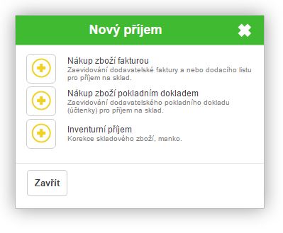 Inventurn&iacute; př&iacute;jem - v&yacute;běr druhu skladov&eacute;ho pohybu pro př&iacute;jem zbož&iacute; na sklad