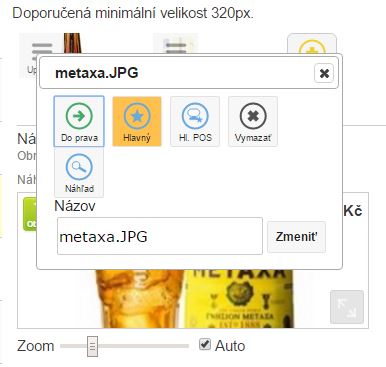 Po kliknut&iacute; na tlač&iacute;tko Upravit se zobraz&iacute; nab&iacute;dka pro editaci obr&aacute;zků na kartě.