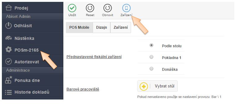 Zobrazen&iacute; možnosti pro otevřen&iacute; seznamu z&aacute;kaznick&yacute;ch zař&iacute;zen&iacute;