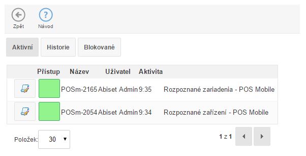 Seznam zař&iacute;zen&iacute;