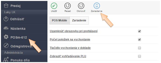 Zobrazenie možnosti pre otvorenie zoznamu z&aacute;kazn&iacute;ckych zariaden&iacute;